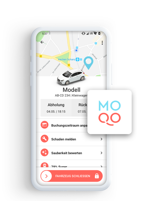 MOQO Mockup App mit einem Auto 